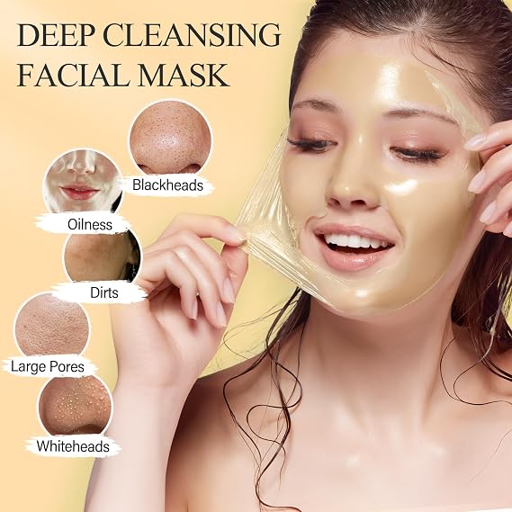 SHVYOG Vitamin C Peel Off Face Mask, Peel Off Mask with Turmeric, Blackhead Remover & Deep Cleansing Face Peel Mask, Vitamin C Exfoliating Face Mask for Blackheads, Large Pores, Dirts, Oil