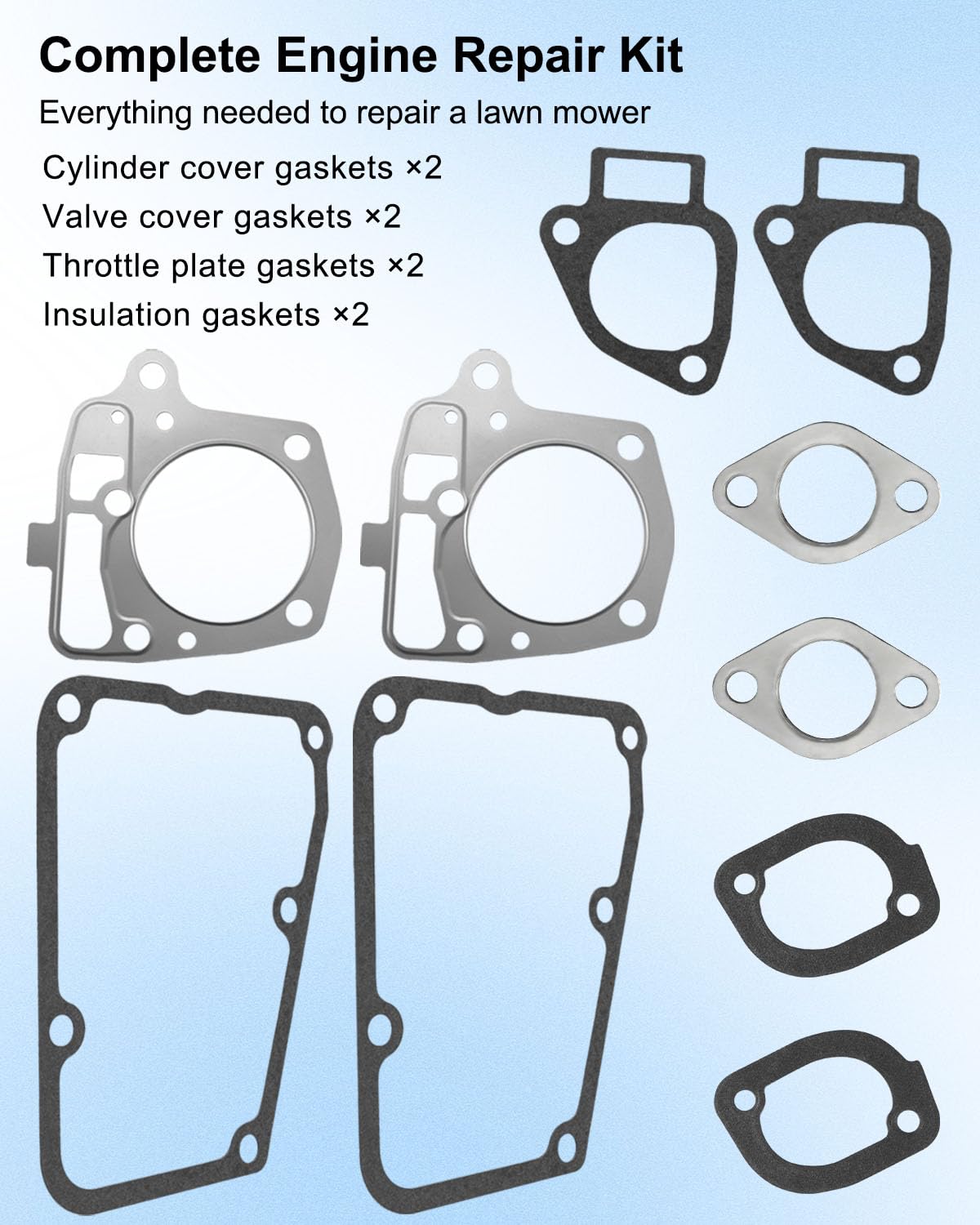 Gaskets Fit for Kawasaki 11004-7026 11004-0762 FR651V FR691V FR730V FS691V FX691V, Lawn Mower Engine Cover Gasket Kit