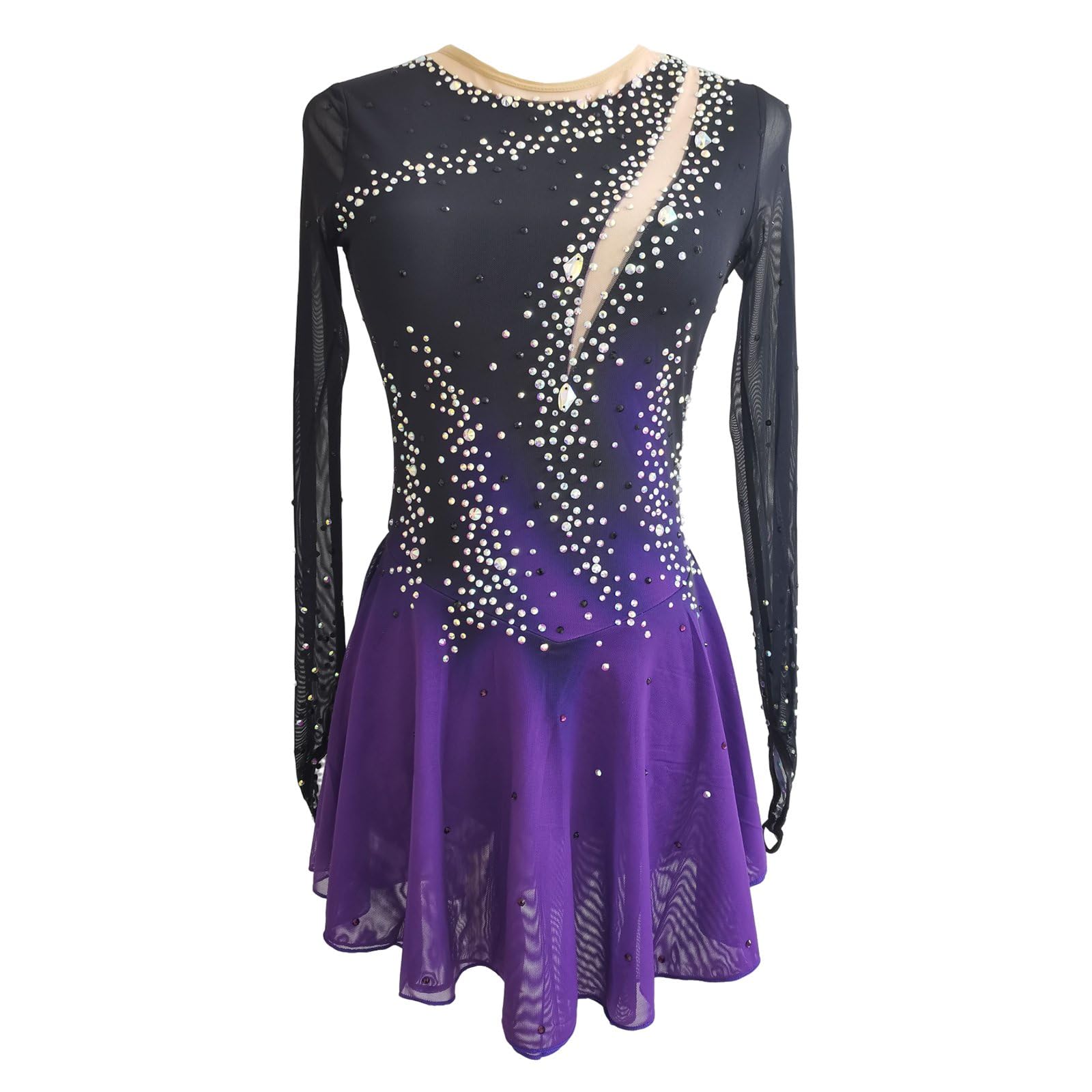LIUHUO Eiskunstlauf-Kleid für Mädchen, Farbverlauf, Wettbewerbsleistung