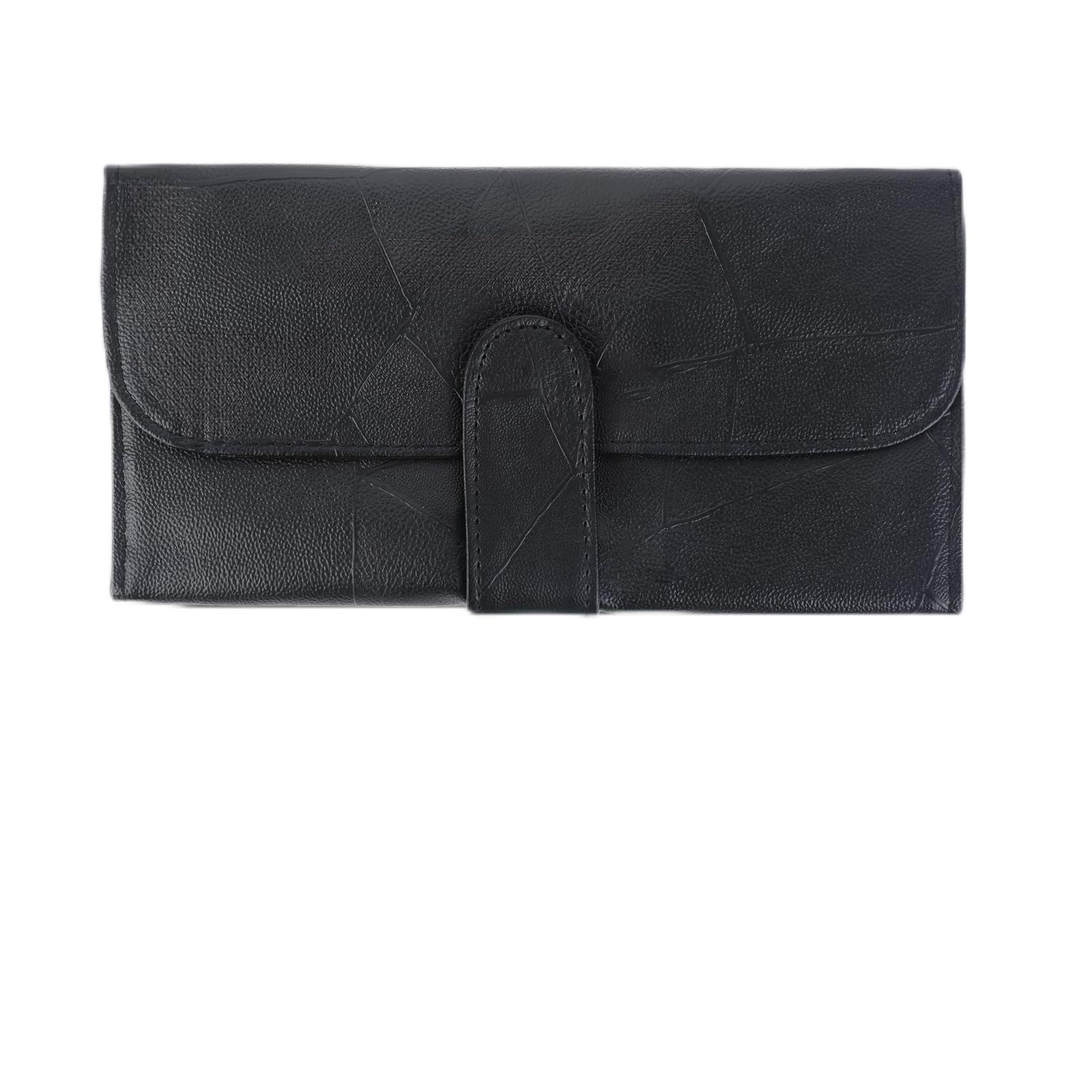 JJUNW Schwarz Reise Make-up Pinsel Tasche, Make-up Pinsel Roll Up Organizer Tasche, PU Leder Make-up Pinsel Fall Kosmetiktaschen Halter für Frauen kann 12 Tasche Kosmetik Pinsel halten