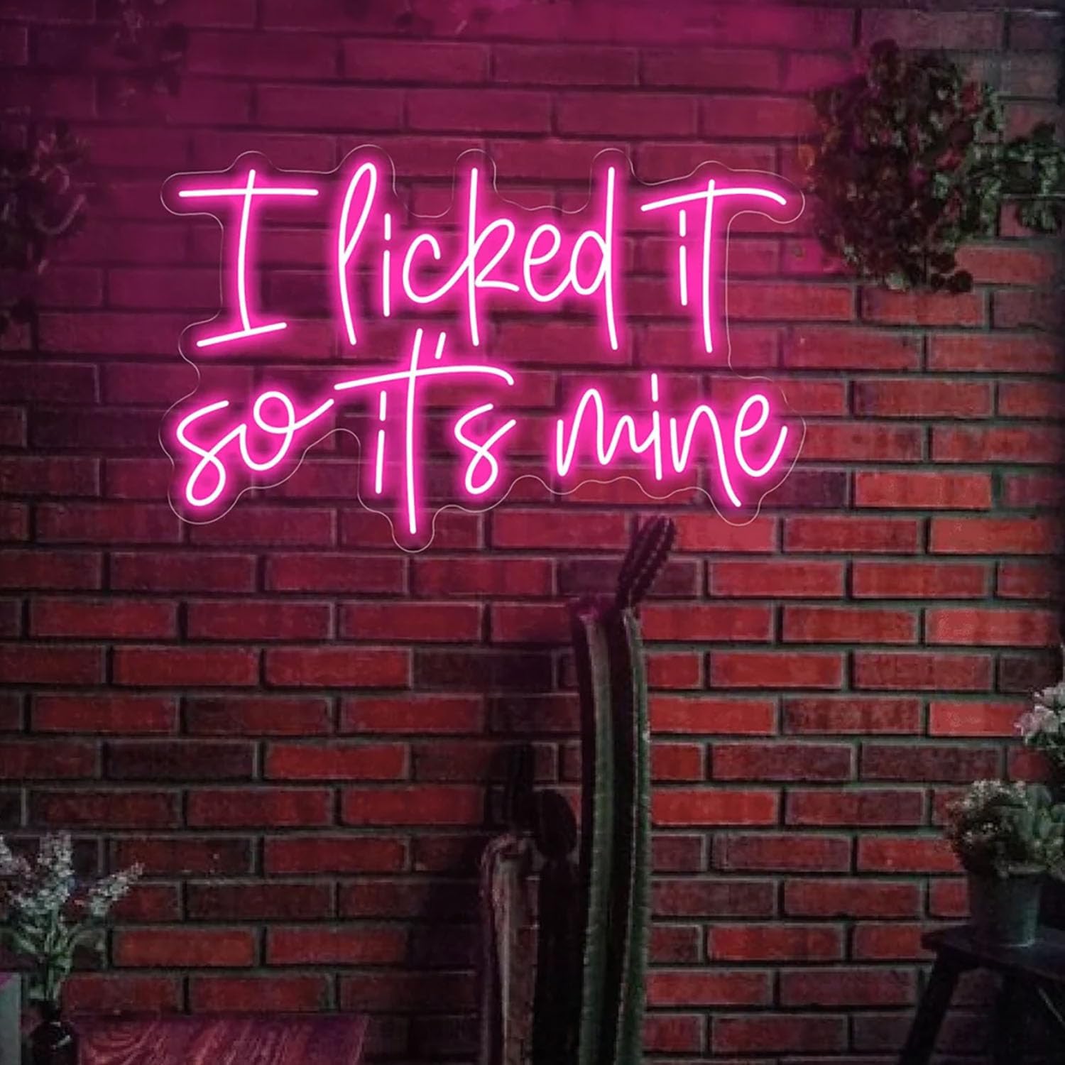 I Licked It So It's Mine Neon Sign, Custom Bar Club Wedding Birthday Decor Light Signs, Home Wall Decor, Wall Art Decor Neon Signs, Personalized Gift USB powered.Size:14x8.8inch