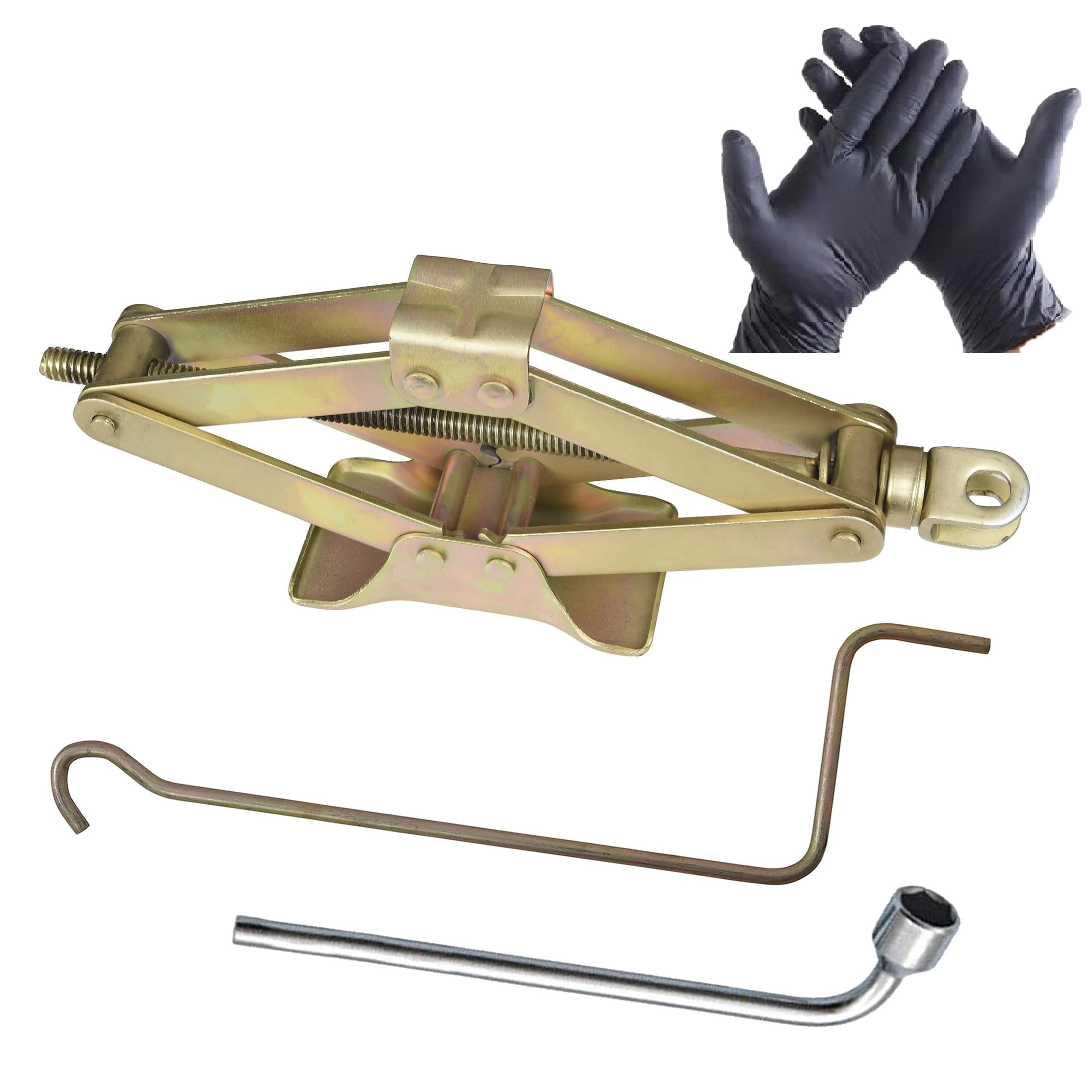 Golden Manual Scissor car Jack, Spanner Gloves for Car, E-Riksha, Auto, SUV, Small Cars with 3000 kg Loading Capacity-image-38