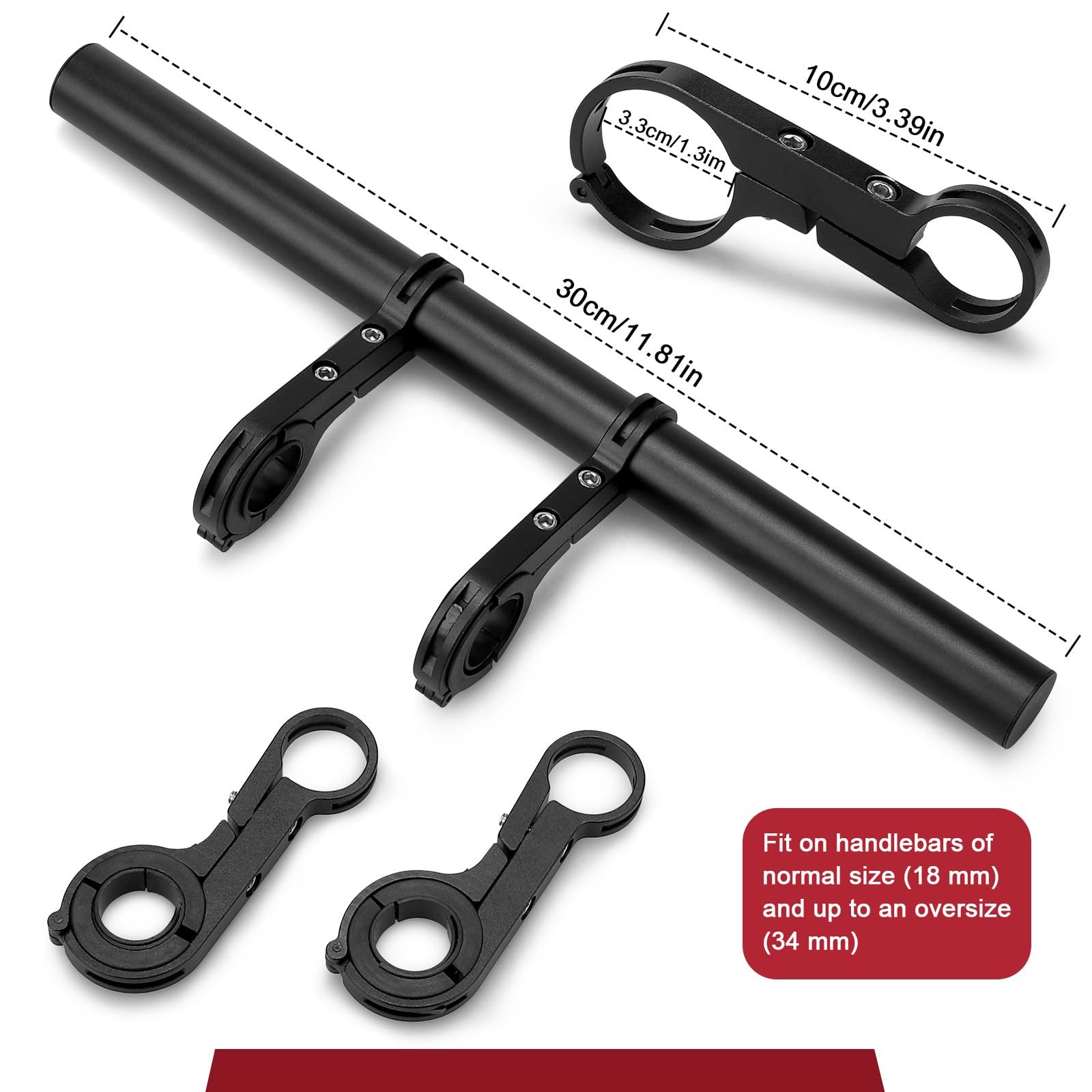 ASIR Fahrrad-Lenkerverlängerung Aus Alu – Superlang Für Lampen, Handyhalter & Mehr (31,8/25,4 Mm)