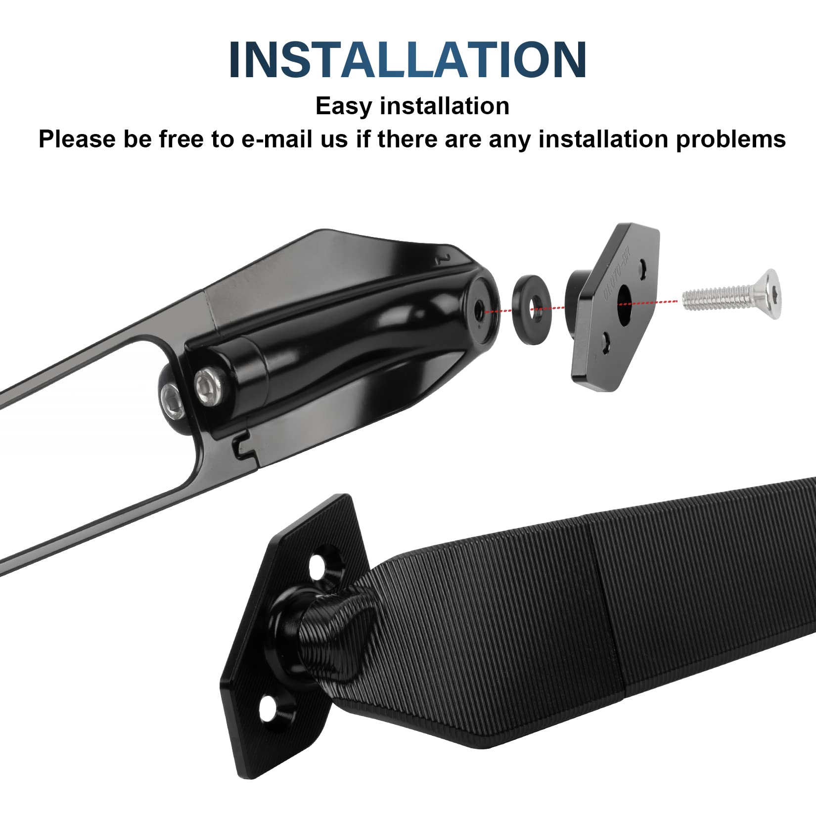 PSLER Motorcycle Rear View Mirror Wind Wing Adjustable Swivel Rear