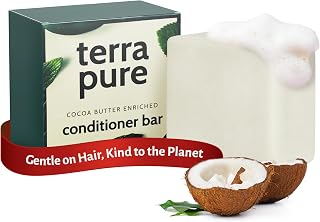 Terra Pure Conditioner Bar | Cocoa Butter Enriched by 1-Shoppe | Plastic Free, Soap Free, Vegan, Plant Based, Sustainable, Eco-Friendly, & Zero Waste