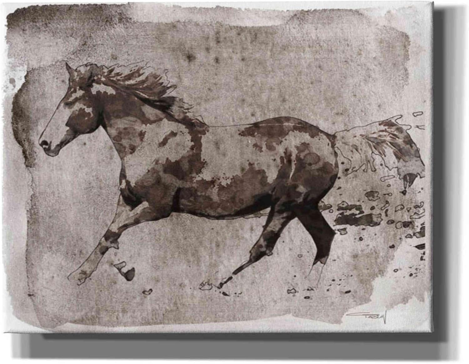 Epic Graffiti 'Brown Horse Running' by Irena Orlov, Canvas Wall Art, 16"x12"