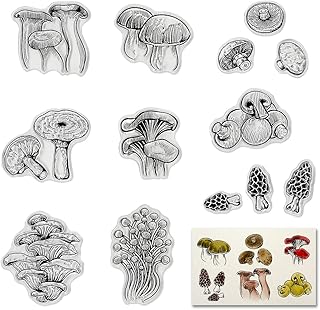 Fall Mushroom Clear Stamps for Card Making and Photo Album Decorations, Sympathy Baptism Plants Silicone Stamp Thanksgivin...