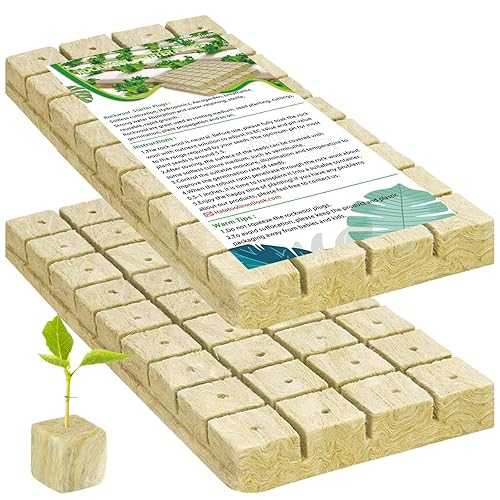 Halatool Cubos de lana de roca de 1.2 pulgadas, cubos de cultivo de lana de roca, para jardín hidropónico, sin suelo, plantas clonadas (2 hojas, 72