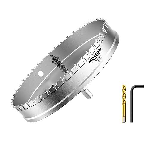 Miniatura 18 de Mollom Sierra perforadora de carburo resistente (2-1/2 pulgadas 2.520 in) con 2 brocas piloto, corte de agujeros de acero inoxidable, acero suave