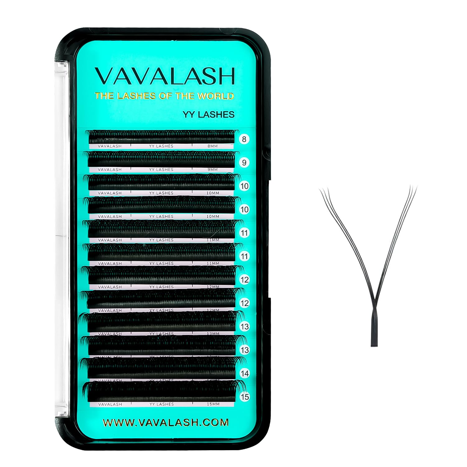 VAVALASH 3 Tips Triple YYY Lash Extensions D Curl 0.07mm Tray Easy Premade Volume 2D Fans Eyelash Extension YY Type Natural Volume Lashes Extension Soft Matte Black Lashes (YYY-0.07-D-8-15mm)