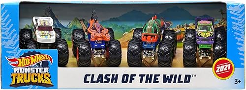 Miniatura 1 de Hot Wheels Monster Trucks Clash of The Wild - Coche fundido a troquel (4 unidades)
