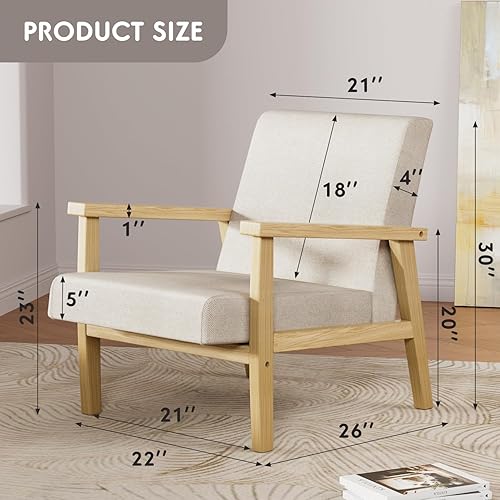 Miniatura 2 de YESHOMY Silla decorativa moderna Mid-Century con marco de madera maciza y cojín grueso para sala de estar, dormitorio, oficina en casa, juego de 2,