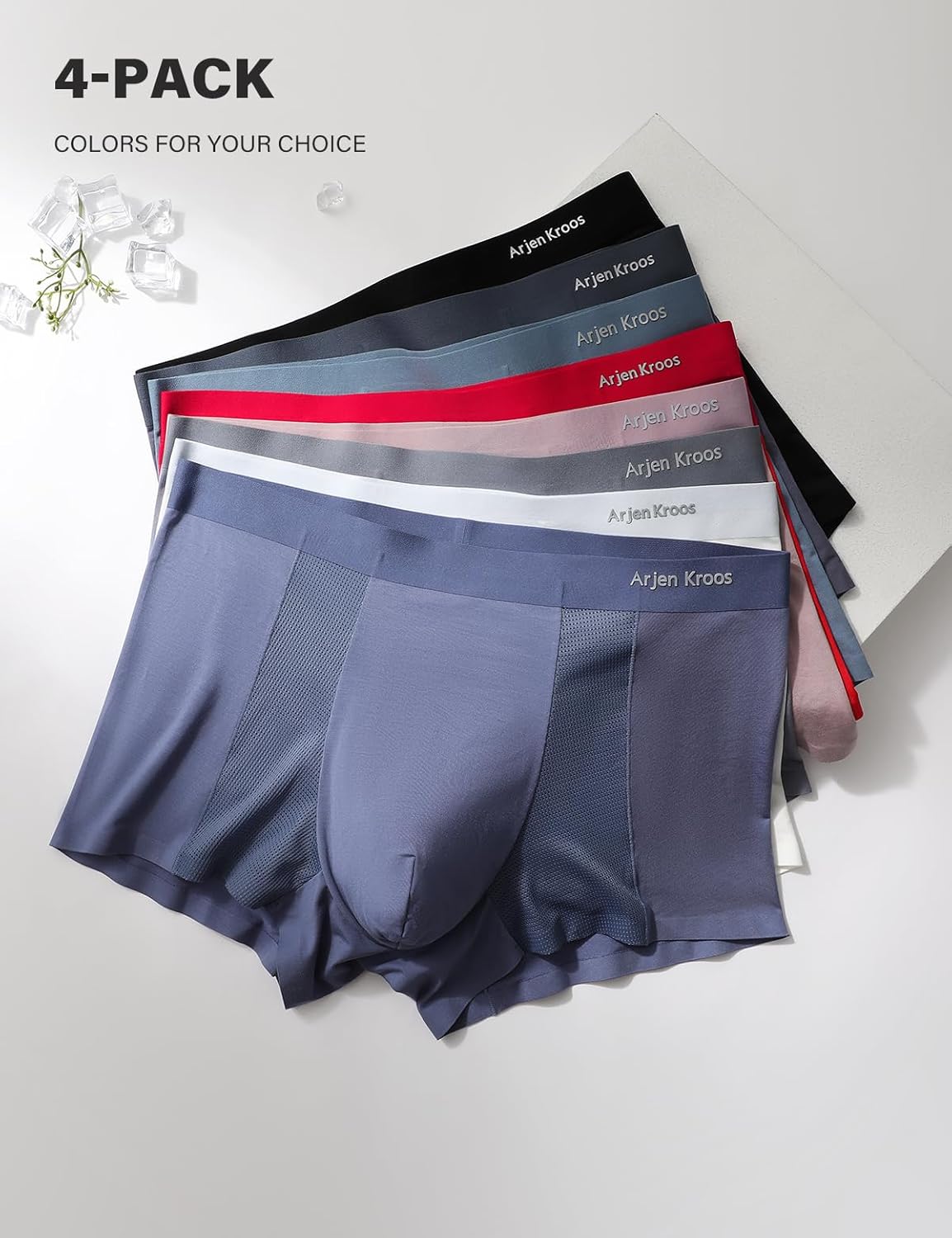 Arjen Kroos Mens Boxer Briefs Sexy Modal Mesh Underwear with Pouch Moisture Wicking Breathable Trunks 4 Pack - Image 5