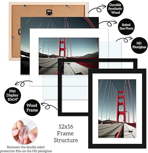 Miniatura 3 de Marco de fotos de 12 x 16 pulgadas, marcos de pintura con diamantes hechos de madera maciza, fotos de 10 x 14 pulgadas con paspartú o de 12 x 16