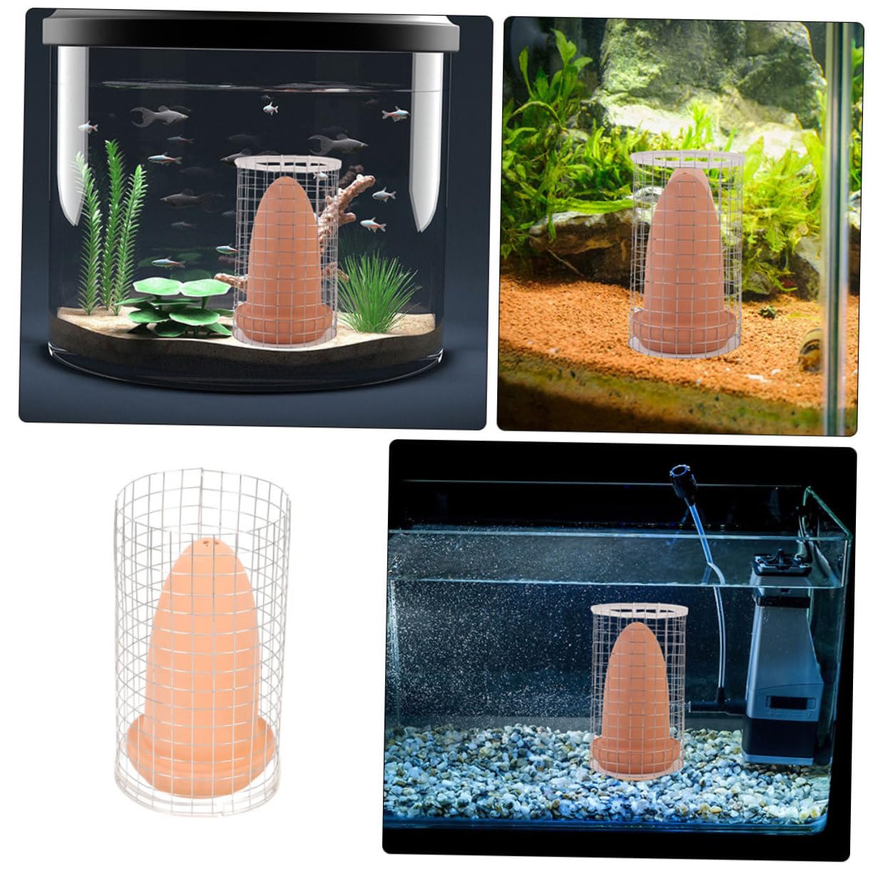 WOONEKY Conos Divisor para Ángel de Cerámica de de Peces Camarones Cría y Usar de Pecera Material de Barro y Diseño Fácil de Acuario para Granjas de Cría y Acuarios