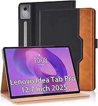 Case for Lenovo Idea Tab Pro 12.7 Inch 2025 PU Leather Folio Flip Business Cover Multi-Angle Viewing Stand Protective Cover with Pocket & Pencil Holder for Lenovo Idea Tab Pro- Brown