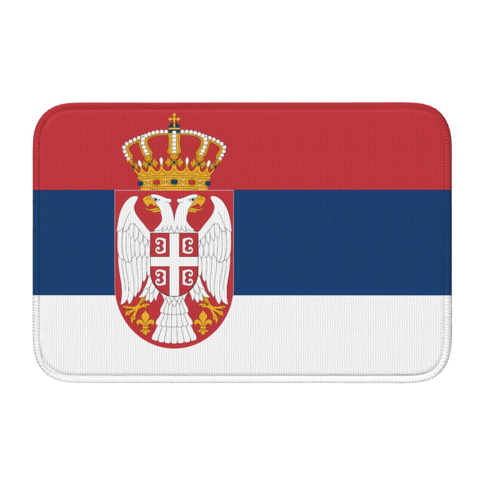 Tapis de sol antidérapant drapeau Serbie facile à nettoyer pour intérieur
