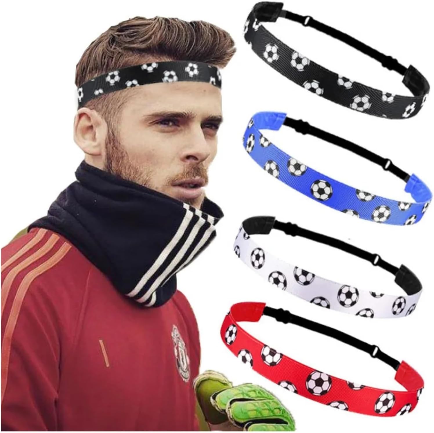 2pcs Football Headband Sweatband Sports Stretch Elastic Women Yoga Running Hair Band for Men Sport Headband for Running, Yoga