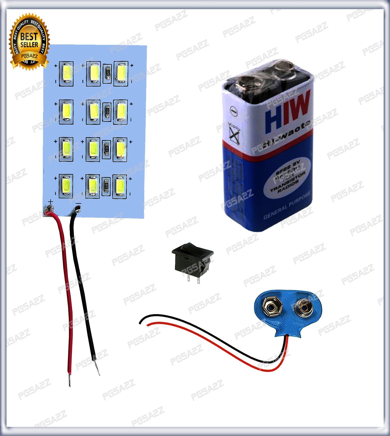 led light strip with 9v batt, connector and switch with instruction manual- Multi color