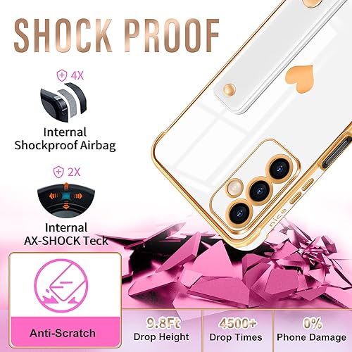 Miniatura 6 de Likiyami Funda 3 en 1 para teléfono Samsung Galaxy A14 5G con diseño de corazón para mujeres y niñas, bonita estética de lujo, bonita estética, con