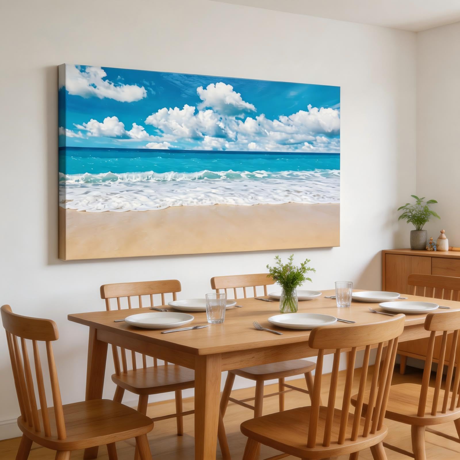 Plage océan bleu RGsixiot : le tableau horizontal pour mur vide et triste - 8
