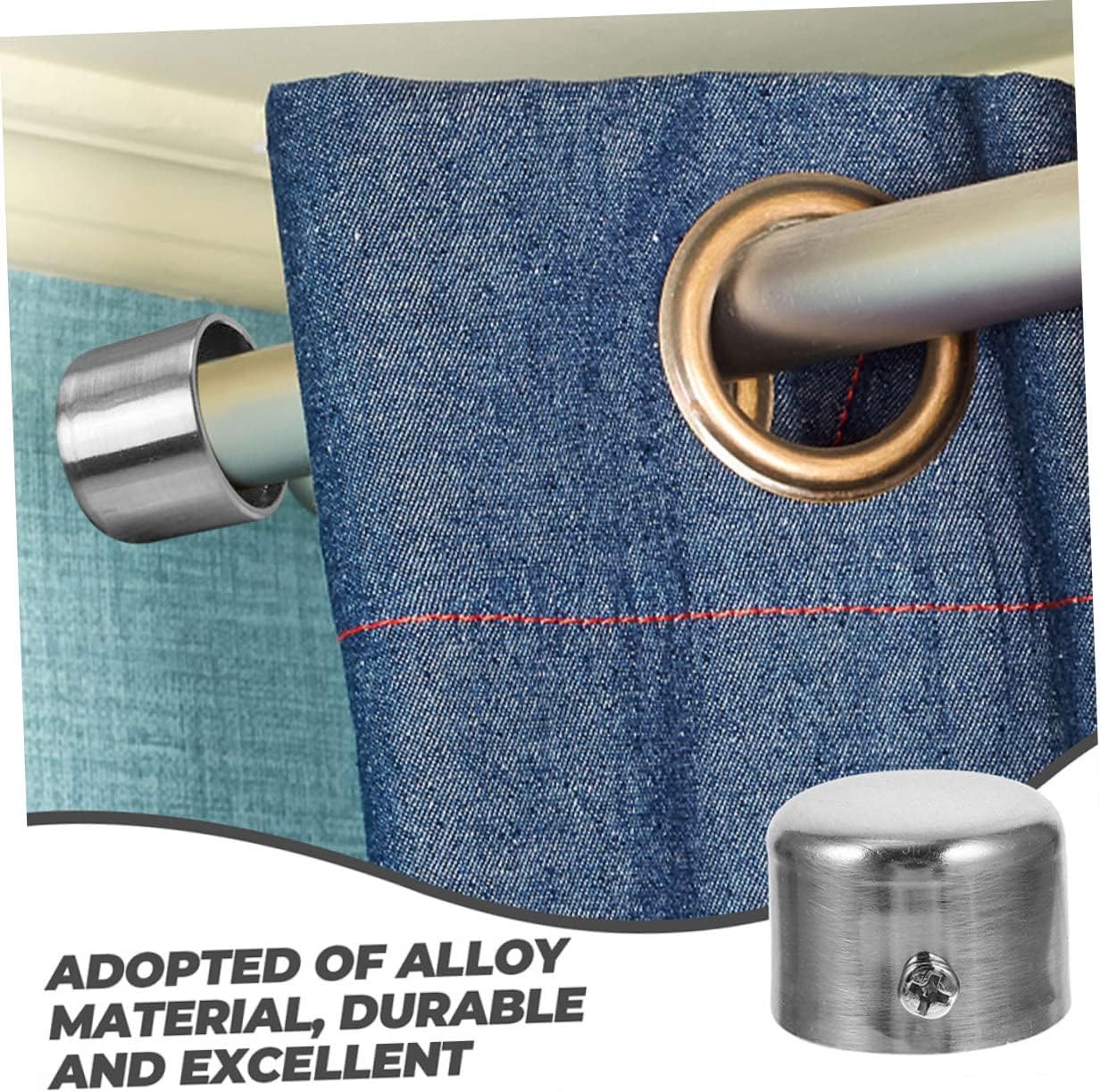 ULTECHNOVO 6pcs Curtain Rod Plug Stainless Steel Finials Easy Install Finials for Curtain Rods