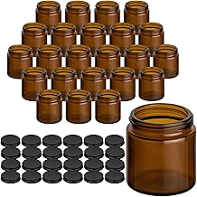 gouveo Set of 24 Cream Jars, 120 ml, Made of Brown Glass with Screw Cap, Matte Black, Empty Cream Jar for Refilling, Small Glass Jar for Cosmetics, Lotion or Spices (CTB120SZM)