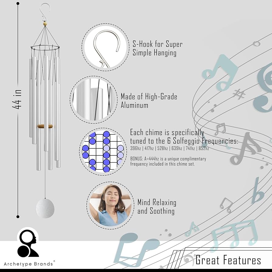 Amazon.co.jp: 外側と内側のウィンドチャイム - 44インチ - 528hz