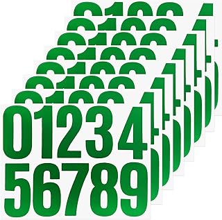 80 Numbers 0-9,4-Inch Large Self-Adhesive Vinyl Number Sticker for Mailbox,Storage Box, Organizer,Removable,8 Sheets Green