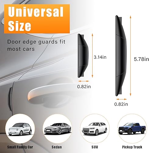 Miniatura 2 de Dickno Tiras anticolisión para puerta de automóvil, protector de borde lateral de puerta antiarañazos, calcomanías autoadhesivas para borde de