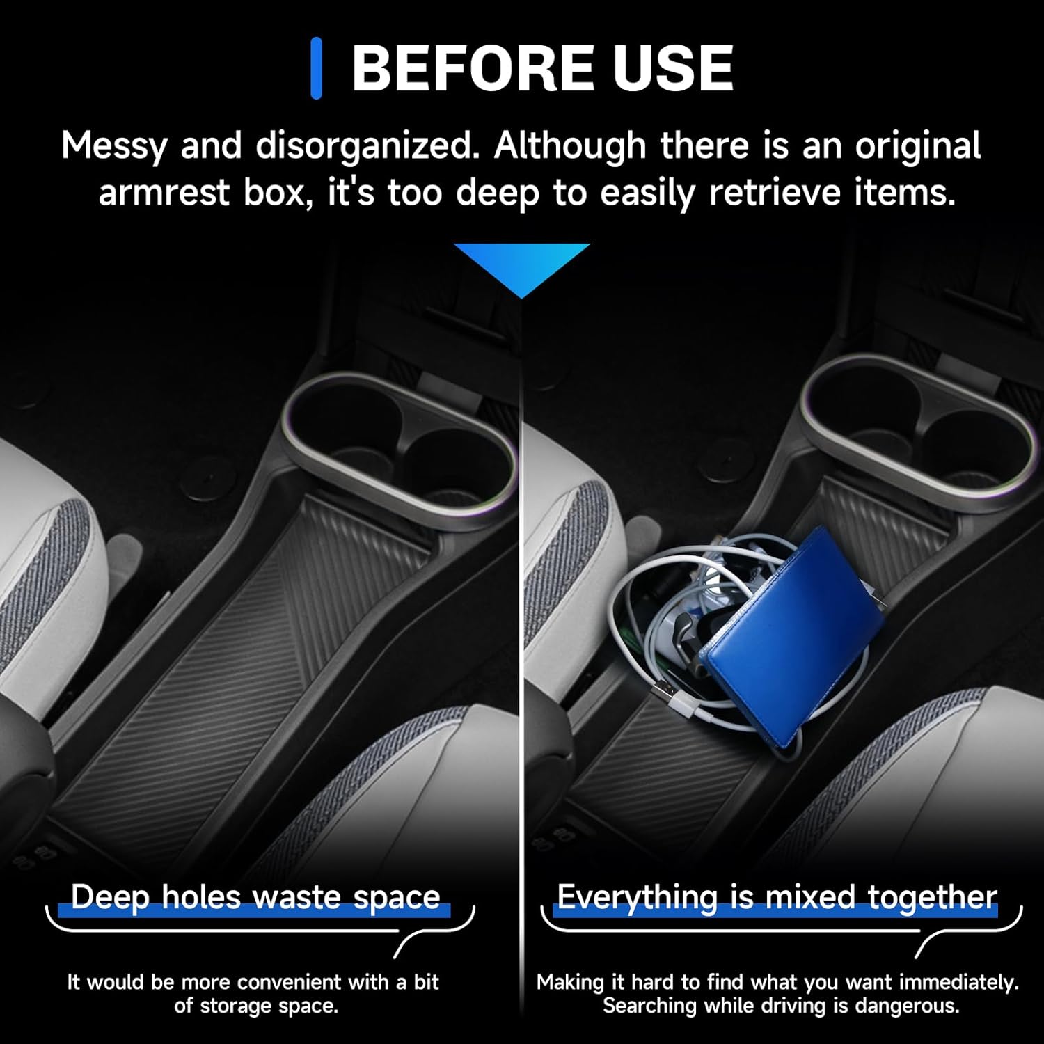 SXCY for 2025 2026 Mini Cooper Center Console Organizer [F65 F66 Gas Version Only] for 2025 2026 Mini Cooper Accessories Front Center Console Tray 2026 Cooper Armrest Console Organizer Storage