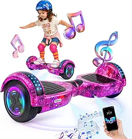 Egazza K5 Hoverboard Roxo Galáxia, Scooter de Equilíbrio 6,5” com Bluetooth e Luzes LED para Crianças e Adolescentes
