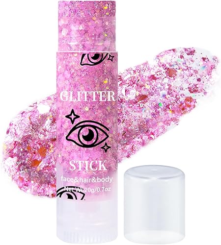 Purpurina en barra para la cara y el cuerpo, conciertos para cantantes, festivales, música, rave, maquillaje con purpurina gruesa, lentejuelas de