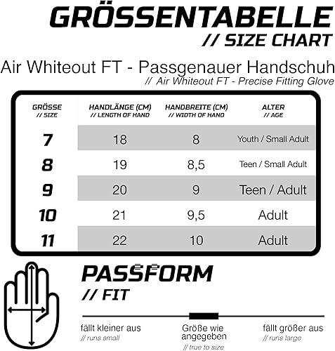 Miniatura 5 de GRIPMODE Air Whiteout FT - Guantes de portero para adultos y niños con forro de látex Griptec, adecuados para todo tipo de clima, protección para