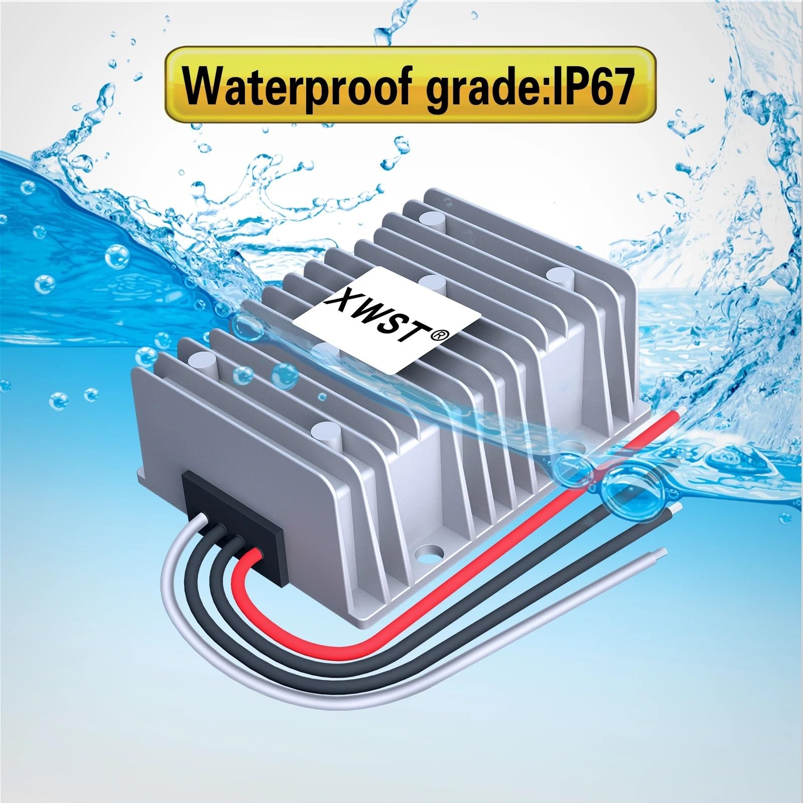 Konwerter DC DC 24 V na 13,8 V 40 A regulator napięcia stopniowego 8 V-40 V do 13,8 V wodoodporny moduł (50 A 101 srebrny ACC)