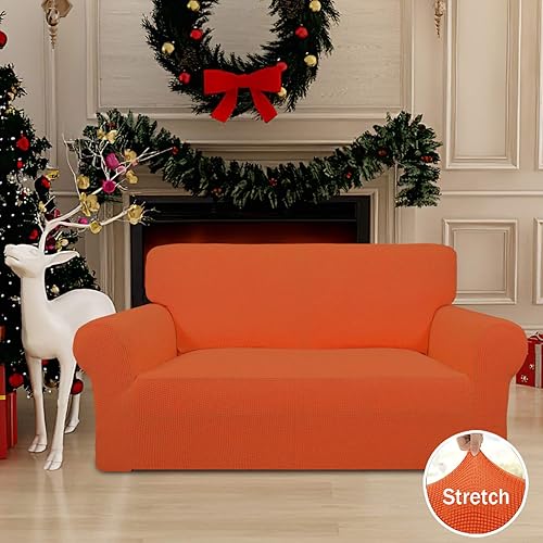 Vista 654 de Easy-Going - Funda elástica para sofá biplaza, 1 pieza, suave, con parte inferior elástica, protector para niños, tela jacquard de elastano y Gris