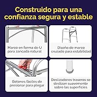 Vista 3 de Drive Medical 10210-1 Andador plegable de lujo de dos botones con ruedas de 5 pulgadas
