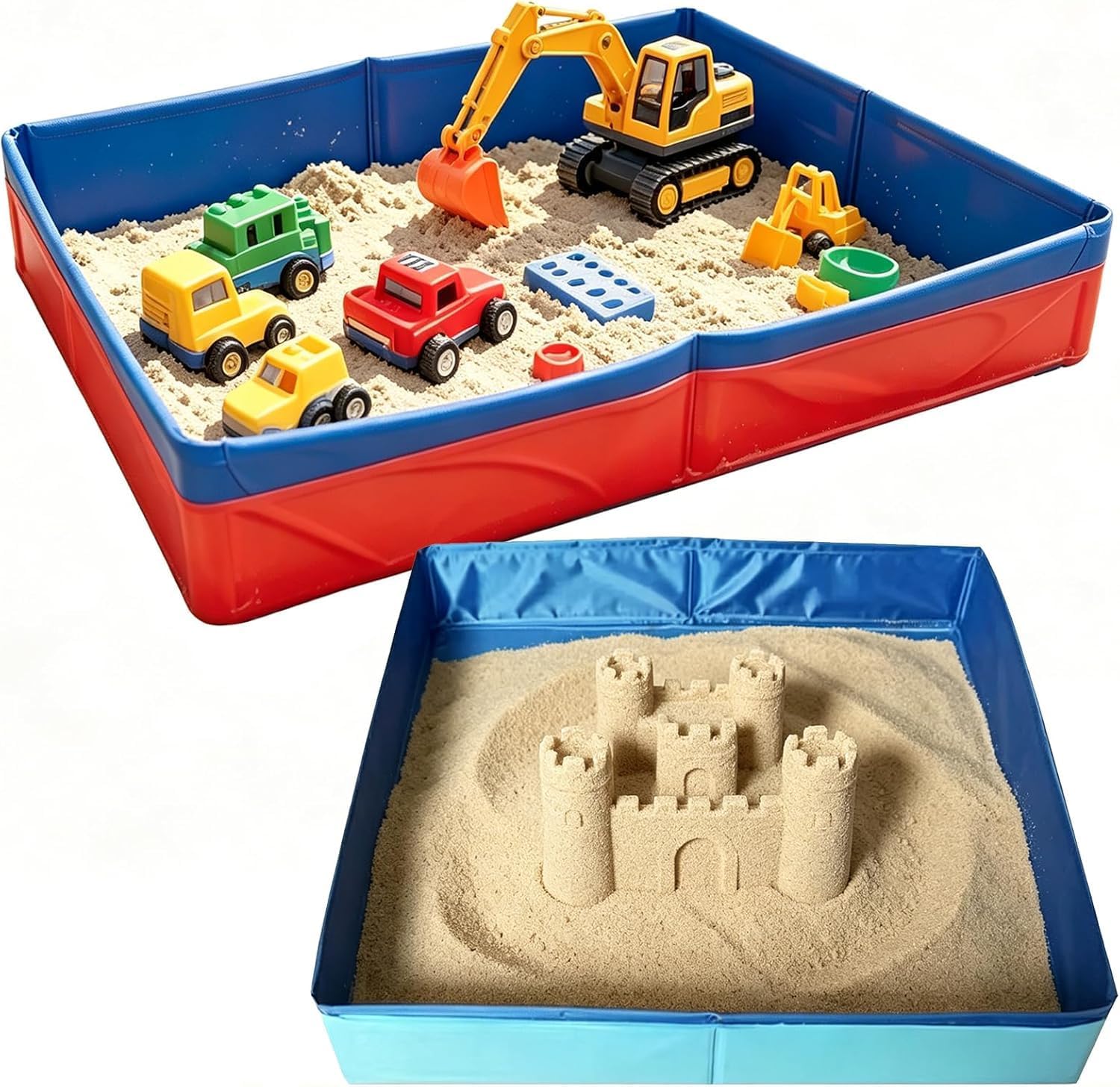 2 Pack Foldable Sandbox，20 Inch Portable PVC Sand Box for Pets Outdoor Indoor Play Sand Tray Foldable Puppy Swimming Pool