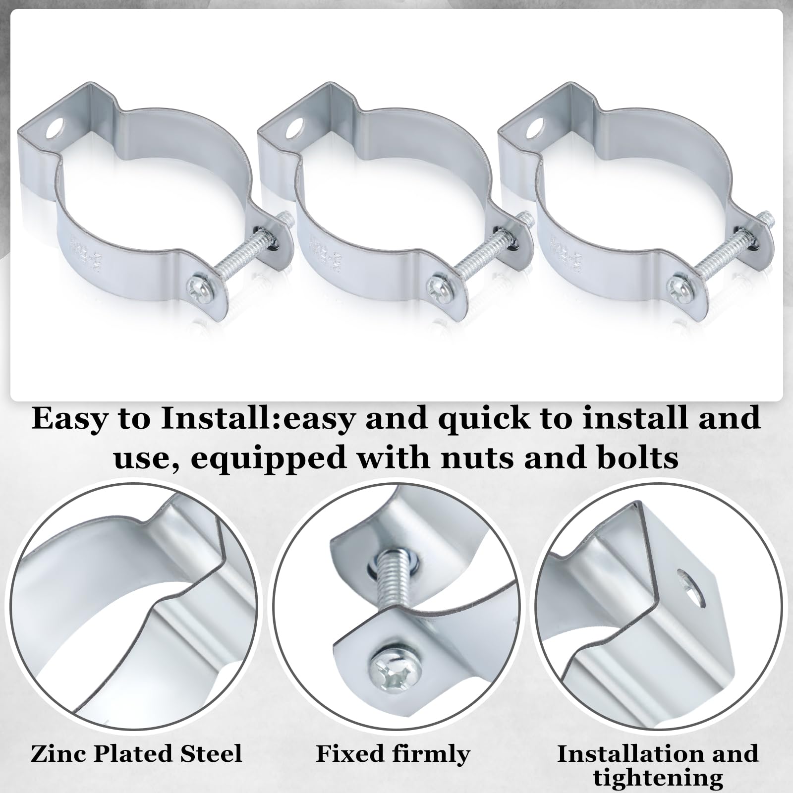 Yaocom 25 perchas de conducto EMT de acero chapado en zinc con perno, ideal para montaje de conductos rígidos y EMT en superficies, soportes aislados o varillas roscadas, equipado con tuerca y perno