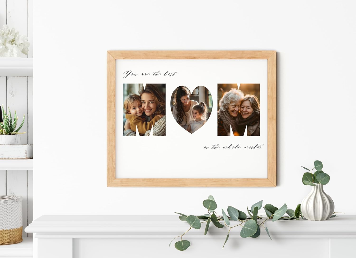 TwoDays Mother's Day DIY Picture Frame Gift for Mom - Photo Craft for Wife/Grandma, Birthday/Christmas Gift from Daughter/Son/Husband/Kids, First New Mom Wall Decor (Wood, 11" × 14")