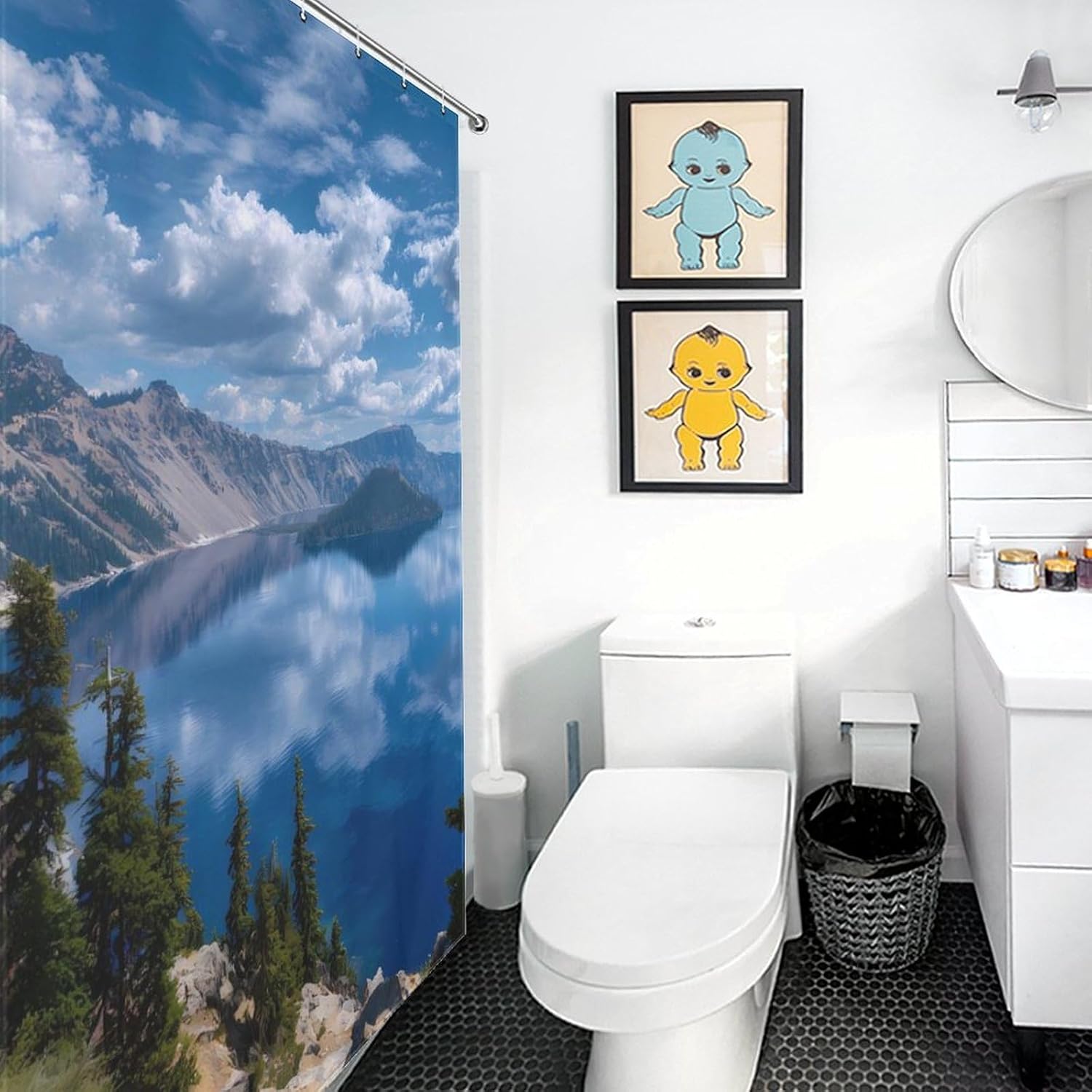 Crater Lake Oregon National Park Shower Curtain 46.85x70.87Inch（119x180cm） Polyester Bath Curtain Shower Curtains Printed Decorative