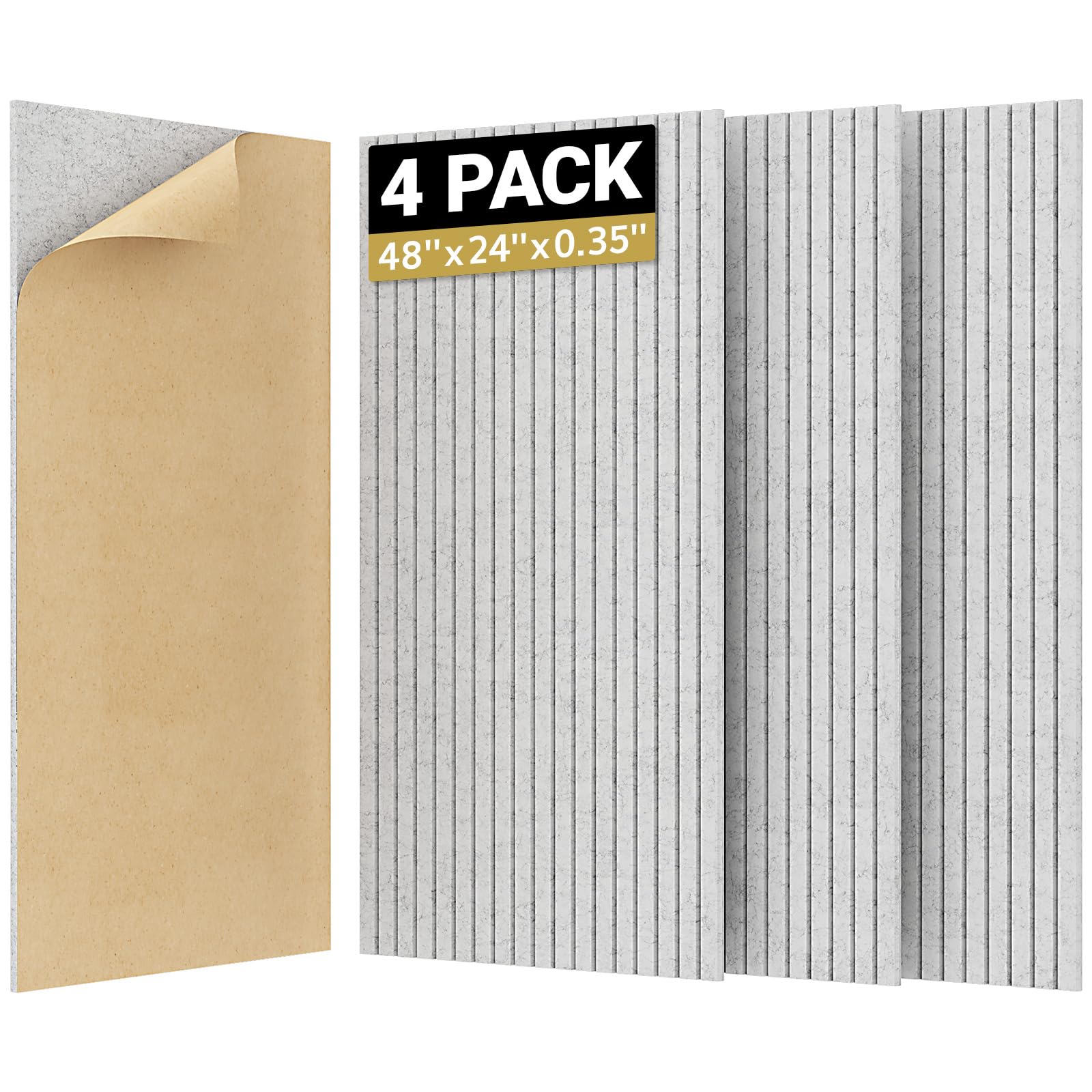 TONOR 4 Pack Large Acoustic Panels,47.2'' x 23.6'' x 0.35'' Acoustical Wall Panel, Self-Adhesive Sound Proof Panels, Decorative Soundproof Wall Panels for Echo Absorption for Home Studio Office, Grey — image 1