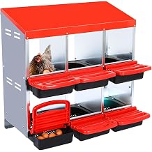 H hner-Nistk sten 6 L cher Metall H hnerei-Legebox mit Schaukelstange und Rollout-Eiersammlung f r verschiedene H hnerrassen ohne St nder Rot 06 mm