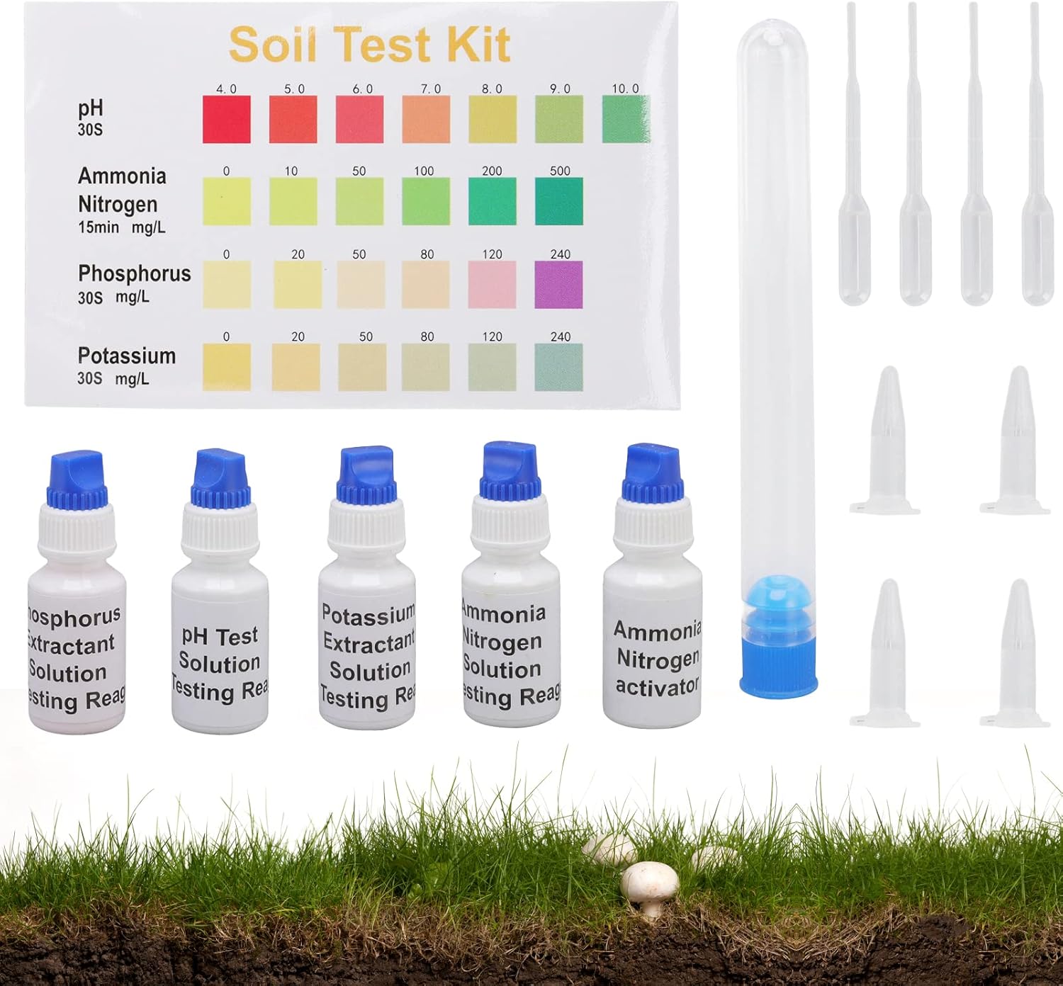 5 Bottles Liquid Solution PH Nitrogen Phosphorus Potassium Measuring