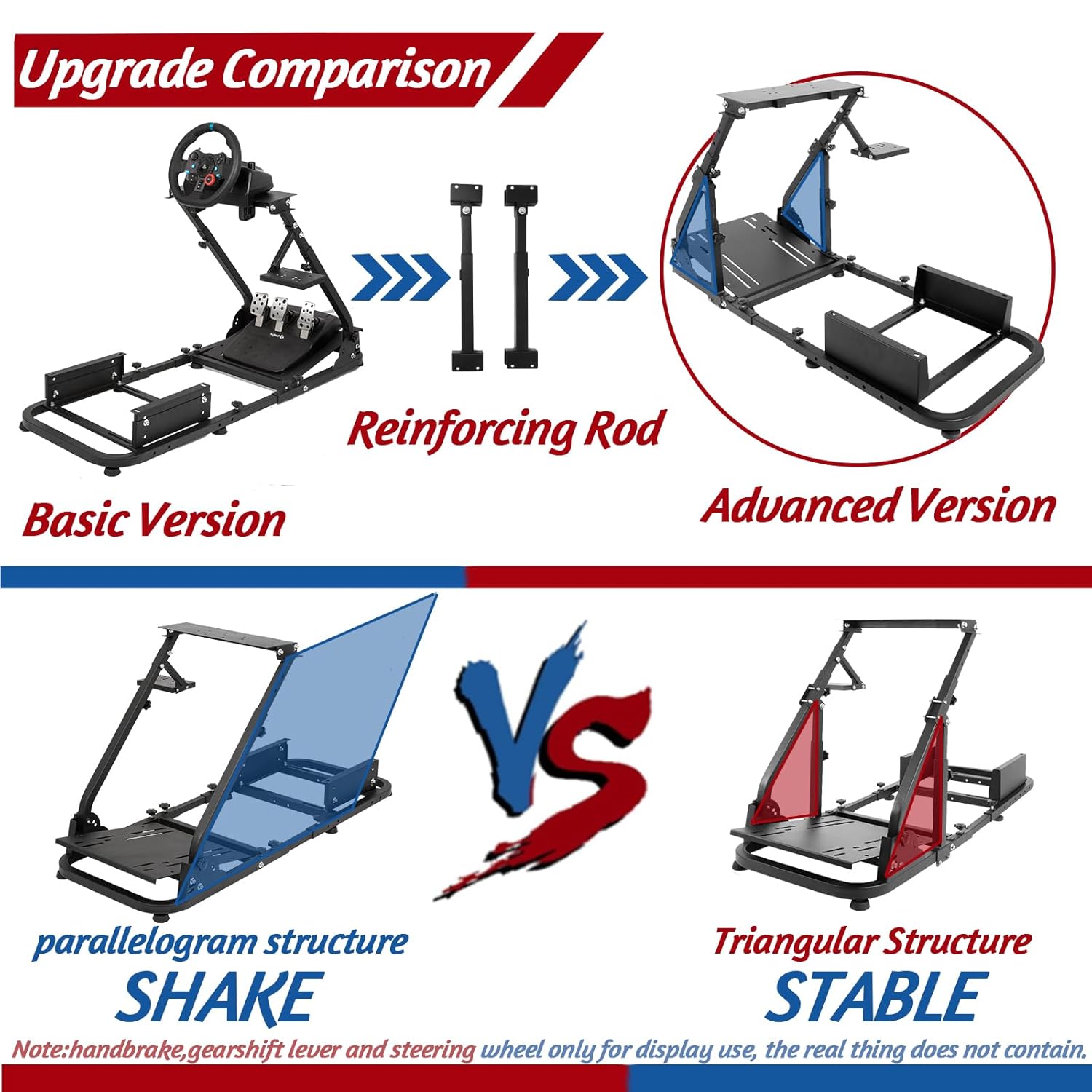 Minneer Foldable Reinforced Steering Racing Wheel Stand Fit for Logitech/Fanatec/Thrustmaster G29 G920 G923 T248 T300 TX,Drive Gaming Simulator Cockpit. Seat, Wheel, Pedals & Handbrake Not Included