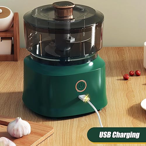 Miniatura 6 de Picadora eléctrica de ajo, 10.2 onzas líquidas, mini picadora de carne inalámbrica recargable por USB, picadora de cebolla vegetal, portátil,