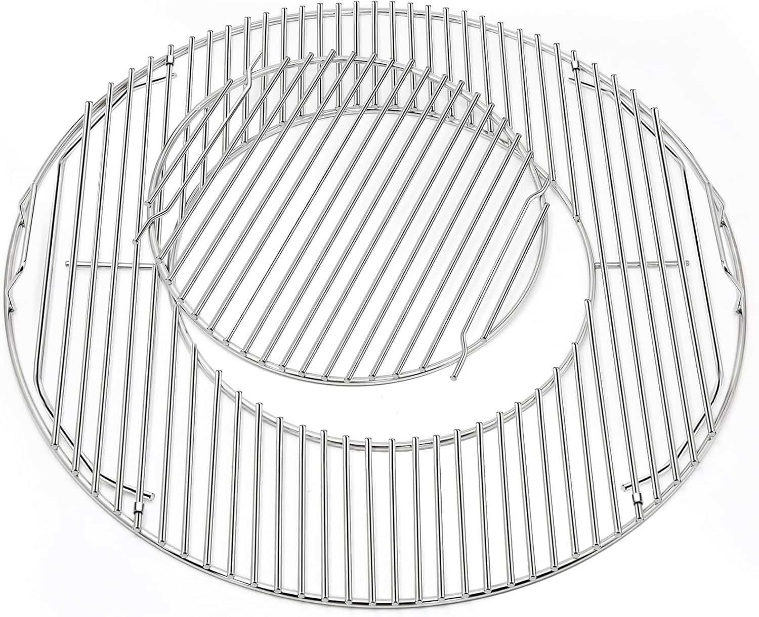 Criditpid 8835 Grill Grates Replacement for Weber 22.5" Charcoal Grills, Performer, Kettle, Master-Touch, Charcoal Smoker, 21.5" Gourmet BBQ System Hinged Stainless Steel Cooking Grate Parts