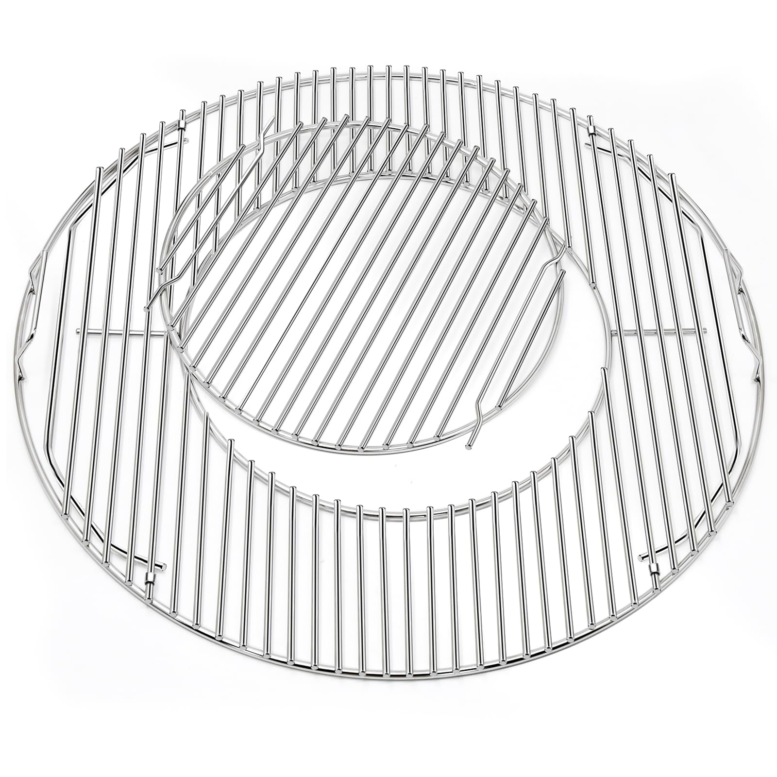 Criditpid 8835 Grill Grates Replacement for Weber 22.5" Charcoal Grills, Performer, Kettle, Master-Touch, Charcoal Smoker, 21.5" Gourmet BBQ System Hinged Stainless Steel Cooking Grate Parts