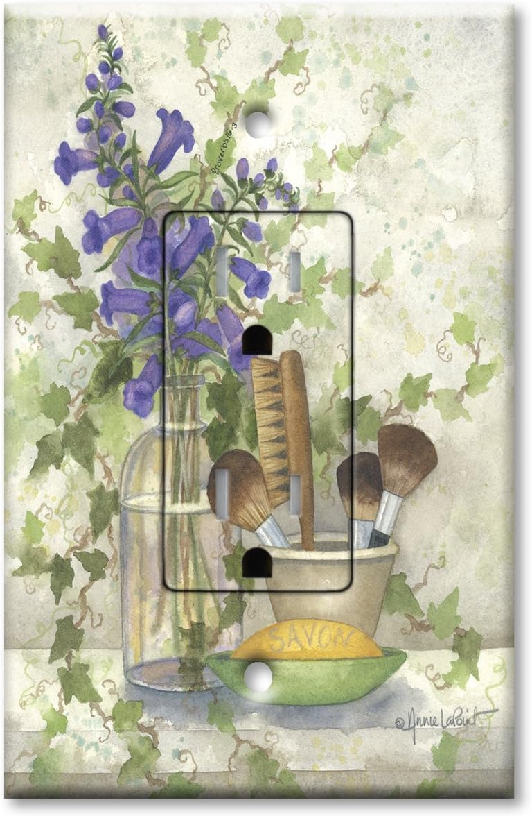 Printed - Tamper Resistant Electrical Outlet with matching Wall Plate - Bath Brushes