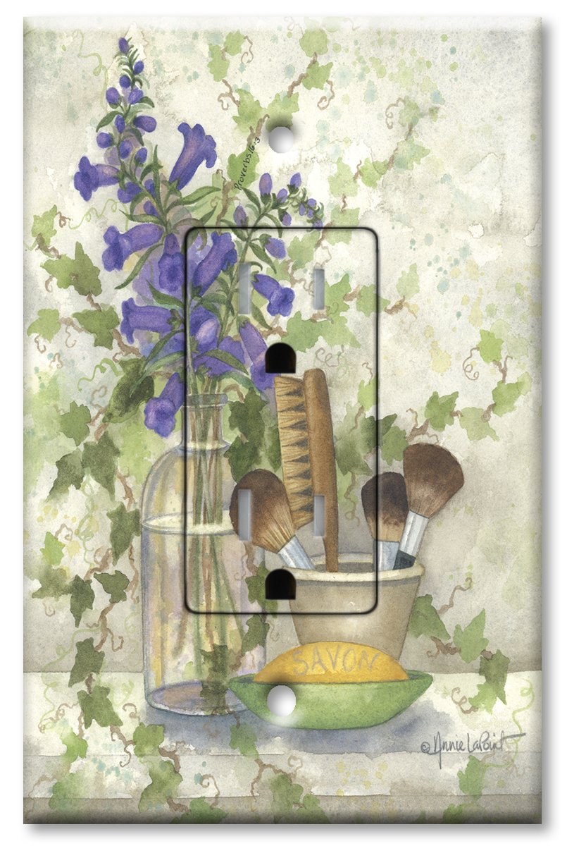 Printed - Tamper Resistant Electrical Outlet with matching Wall Plate - Bath Brushes